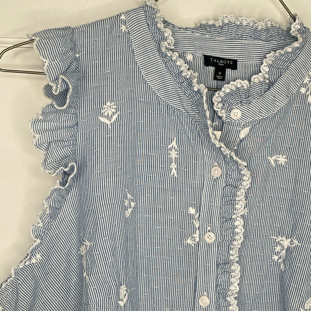 NEW Talbots Women's Embroidered Sleeveless Cotton Blouse Size X Cottage Fairy - Picture 2 of 12